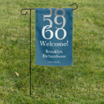 60th Birthday Blue Typography Minimalist Modern Garden Flag at Zazzle