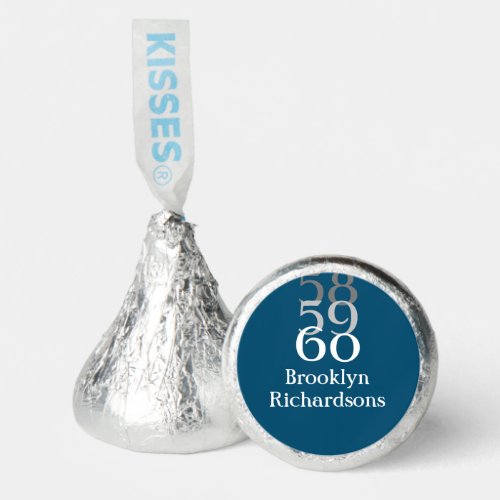 60th birthday blue typography minimalist modern hersheys kisses