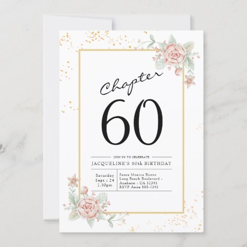 60th Birthday Blush Floral Invitation