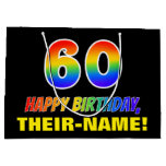 [ Thumbnail: 60th Birthday: Bold, Fun, Simple, Rainbow 60 Gift Bag ]