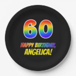 [ Thumbnail: 60th Birthday: Bold, Fun, Simple, Rainbow 60 Paper Plates ]