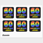 [ Thumbnail: 60th Birthday: Bold, Fun, Simple, Rainbow 60 Sticker ]