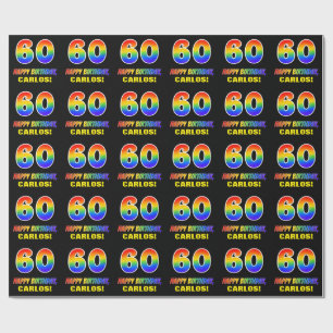 60th Birthday: Bold, Fun, Simple, Rainbow 60 Wrapping Paper