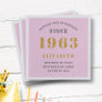 60th Birthday Born 1963 Add Name Pink Grey Napkins