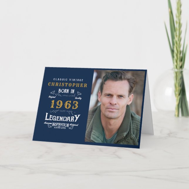 60th Birthday Born 1963 Photo Template Legend (Front)