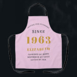 60th Birthday Born 1965 Pink Grey Lady's Apron<br><div class="desc">Celebrate a 60th birthday with this stunning pink and grey apron! Customize this one-of-a-kind apron with your own personal touch by adding the name, age, favorite quote, or whatever you want! It makes the perfect personalized gift for your loved one. Whether they are an amateur chef or just want to...</div>