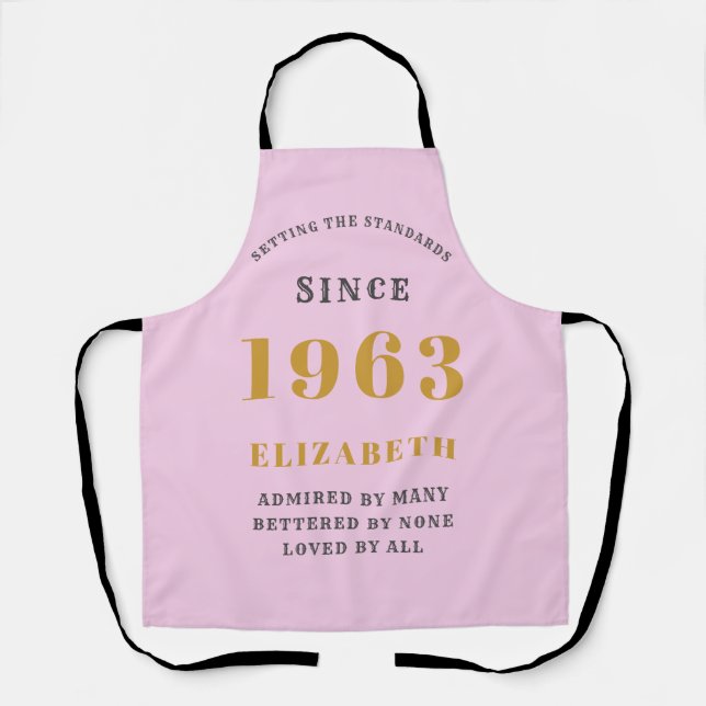 60th Birthday Born 1965 Pink Grey Lady's Apron (Front)
