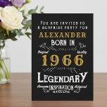 60th Birthday Born 1966 Black Gold Retro Vintage Invitation<br><div class="desc">For those born in 1966 and celebrating their 60th birthday we have the ideal birthday party invitation with a vintage feel. The black background with a white and gold vintage typography design design is simple and yet elegant with a retro feel. Easily customize the text of this birthday gift using...</div>
