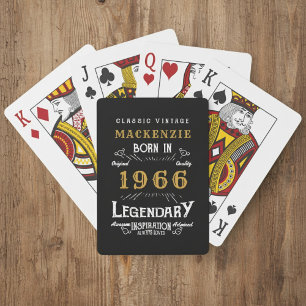 60th Birthday Born 1966 Legend Black Gold Poker Cards