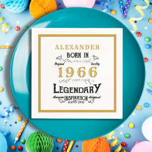 60th Birthday Born 1966 White Gold Legend Napkins