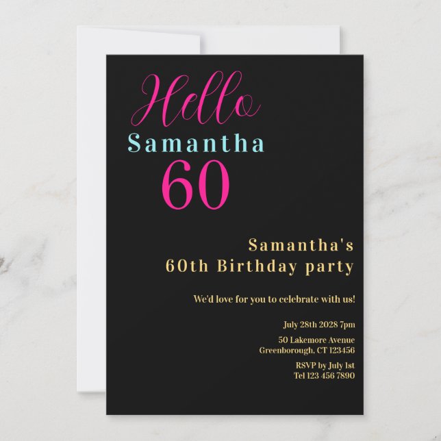60th Birthday Bright Colors Party Invitation (Front)