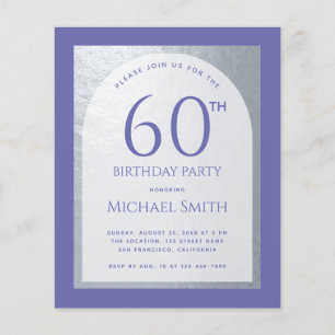 60th Birthday Budget Violet Faux Silver Invitation