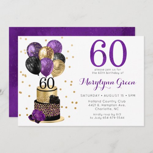 60th Birthday Cake Invitation