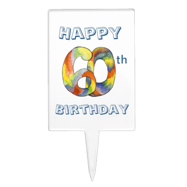 60th Birthday Cake Pick (Front)