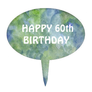 60th Birthday Cake Pick in Blue