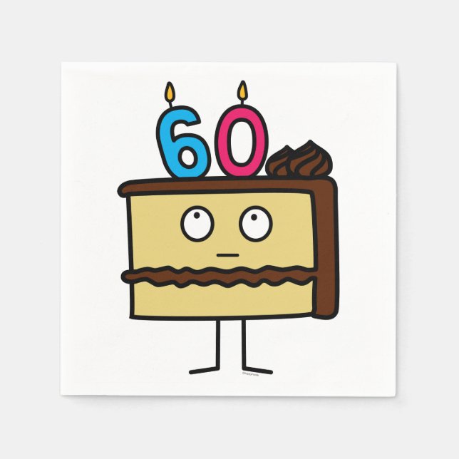 60th Birthday Cake with Candles Napkins (Front)