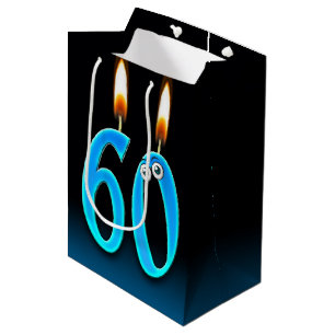 60th Birthday Candles Medium Gift Bag