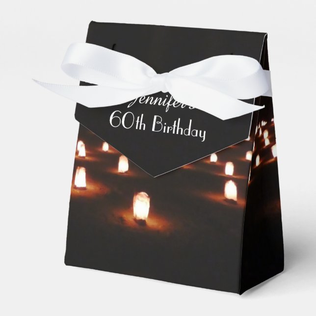 60th Birthday Candles Thank You Guests Party Favor Boxes (Front Side)