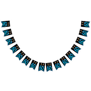 60th birthday candles with eyeballs bunting flags