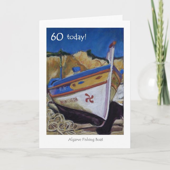 60th Birthday Card - Algarve Fishing Boat (Front)