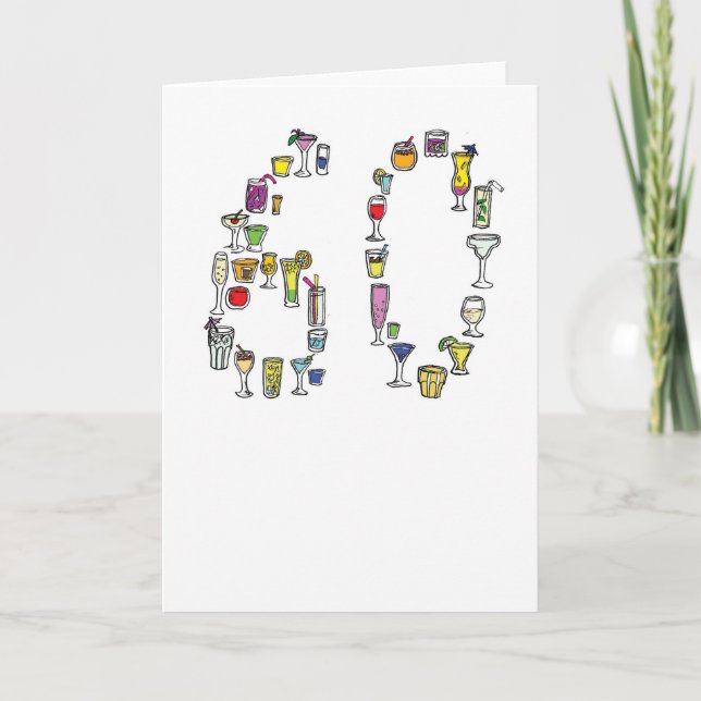 60th birthday card, cocktails card (Front)