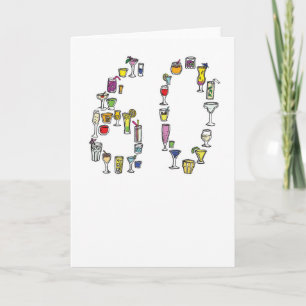 60th birthday card, cocktails card