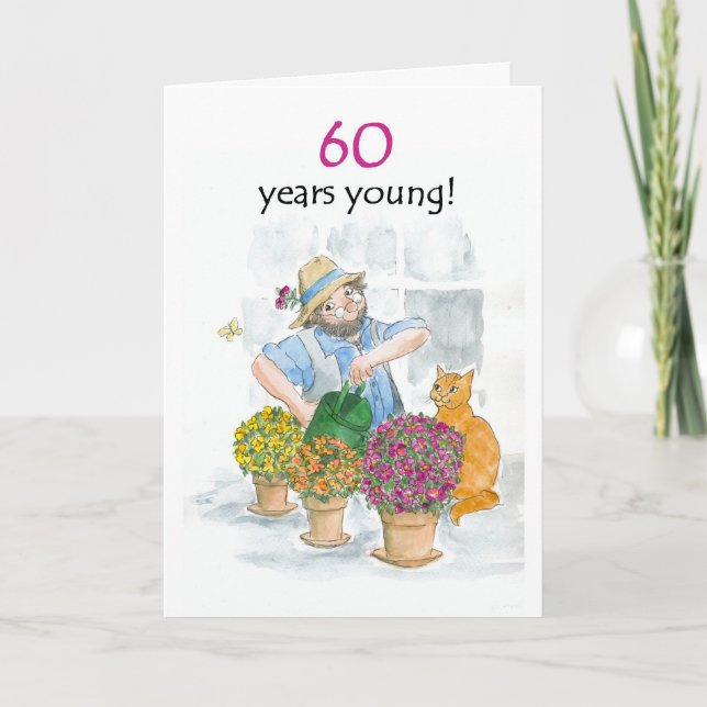 60th Birthday Card - Gardener (Front)