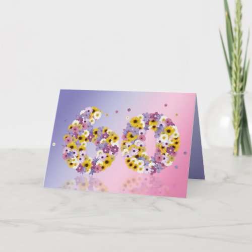 60th birthday card with flowery letters