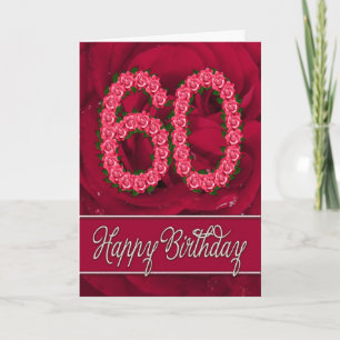 60th birthday card with roses and leaves