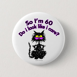 60th Birthday Cat Gifts Button