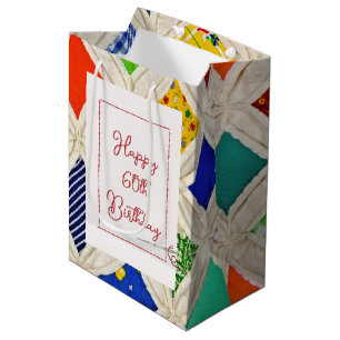 60th Birthday Cathedral Window Quilt Medium Gift Bag
