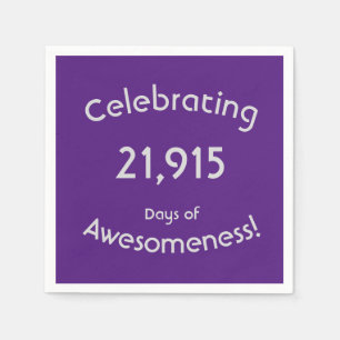 60th Birthday Celebrating 21,915 Days Awesomeness Napkins