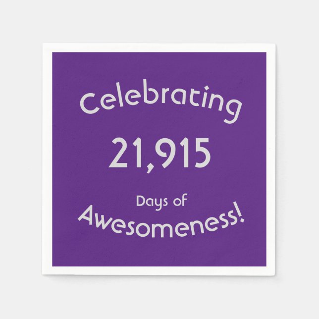 60th Birthday Celebrating 21,915 Days Awesomeness Napkins (Front)
