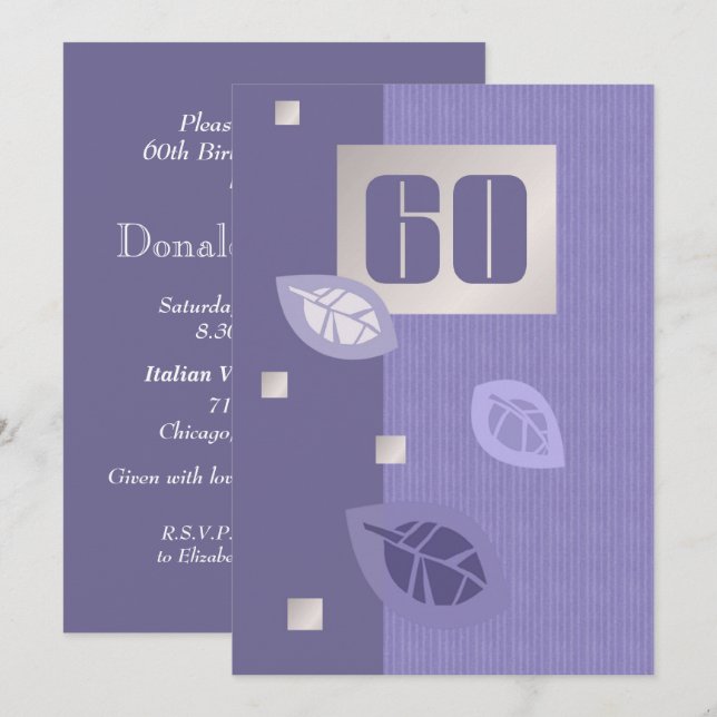 60th Birthday Celebration Custom Invitations (Front/Back)