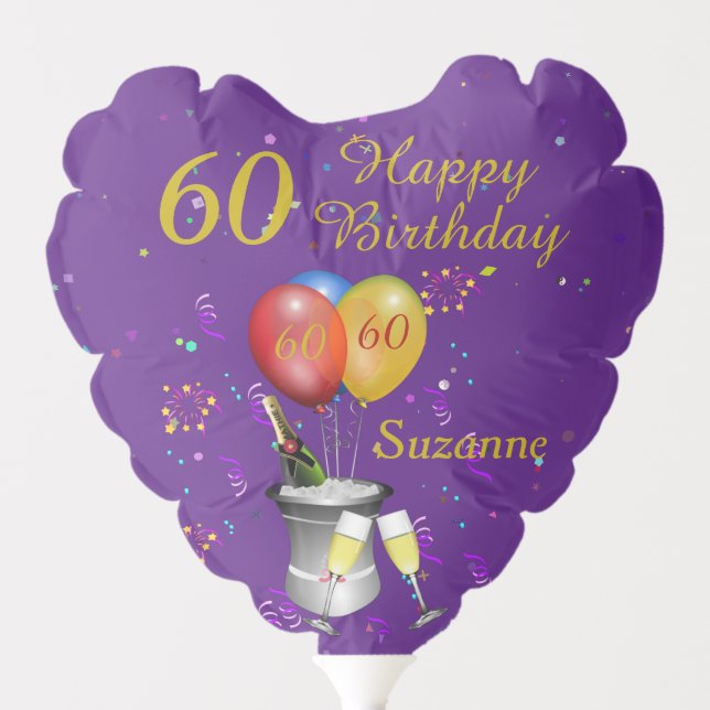 60th Birthday Celebration Purple Balloon (Front)