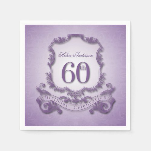 60th Birthday Celebration Vintage Frame Paper Napkins