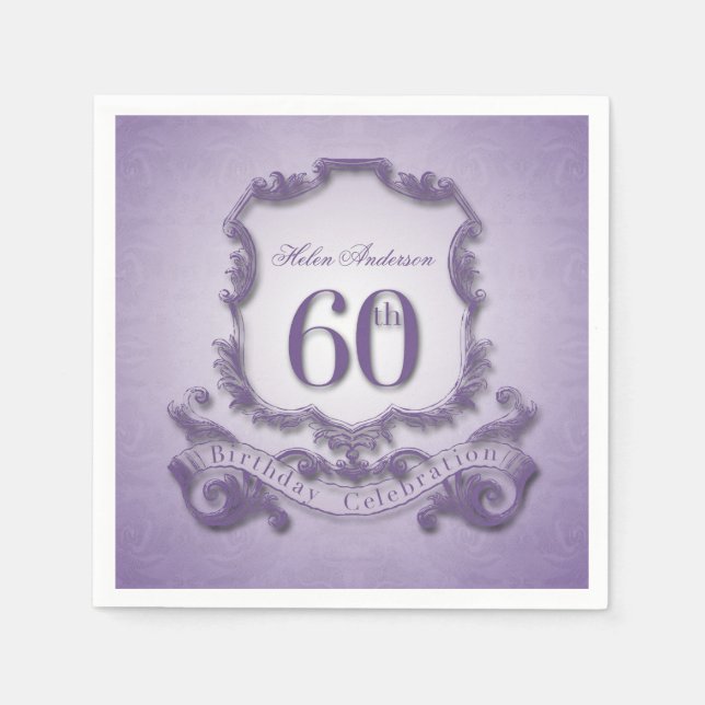 60th Birthday Celebration Vintage Frame Paper Napkins (Front)