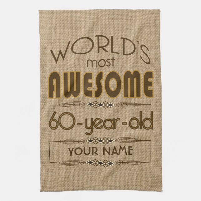 60th Birthday Celebration World Best Fabulous Kitchen Towel (Vertical)