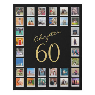 60th Birthday Chapter 60 Family Photo Collage Faux Canvas Print