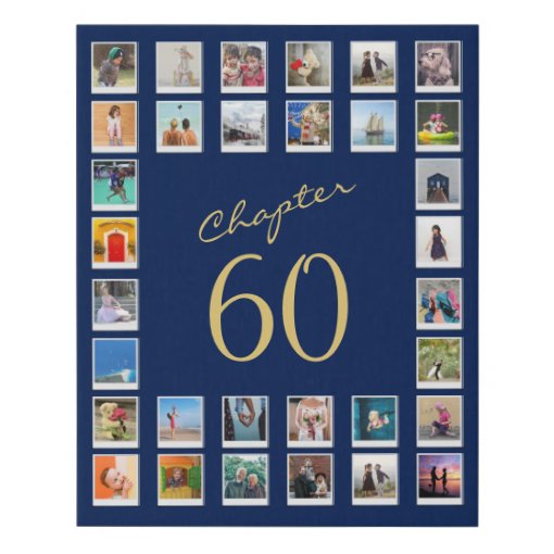 60th Birthday Chapter 60 Family Photo Collage Faux Canvas Print | Zazzle