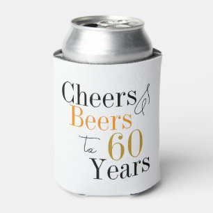 60th Birthday Cheers Beers Minimal Party Favor Can Cooler