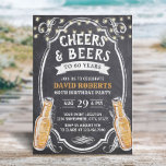 60th Birthday Cheers & Beers Rustic Chalkboard Invitation<br><div class="desc">Cheers & Beers Rustic Chalkboard 60th Birthday Invitations.</div>