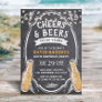 60th Birthday Cheers & Beers Rustic Chalkboard Invitation