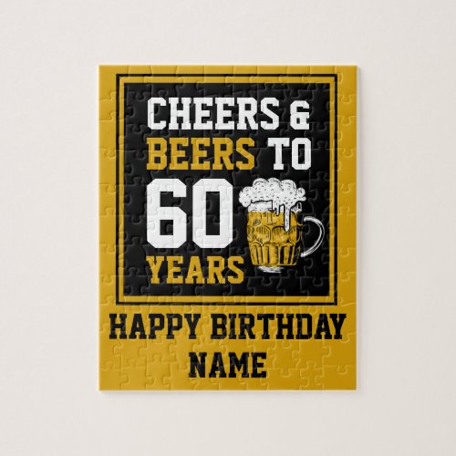 60th Birthday Cheers  Beers to 60 Years Jigsaw Puzzle