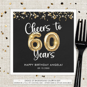 60th Birthday Cheers to 60 Years Custom Color Napkins