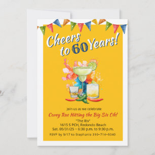 60th Birthday Cheers to 60 Years Mexican Fiesta Invitation