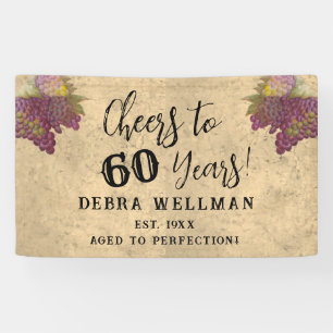 60th Birthday Cheers to 60 Years Vineyard Birthday Banner