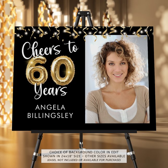 60th Birthday Cheers to Years Photo Welcome Sign (Creator Uploaded)