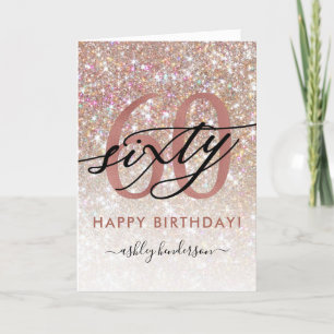 60th Birthday Chic Glitter Ombre Card