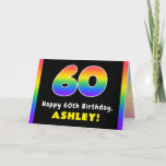[ Thumbnail: 60th Birthday: Colorful Rainbow # 60, Custom Name Card ]